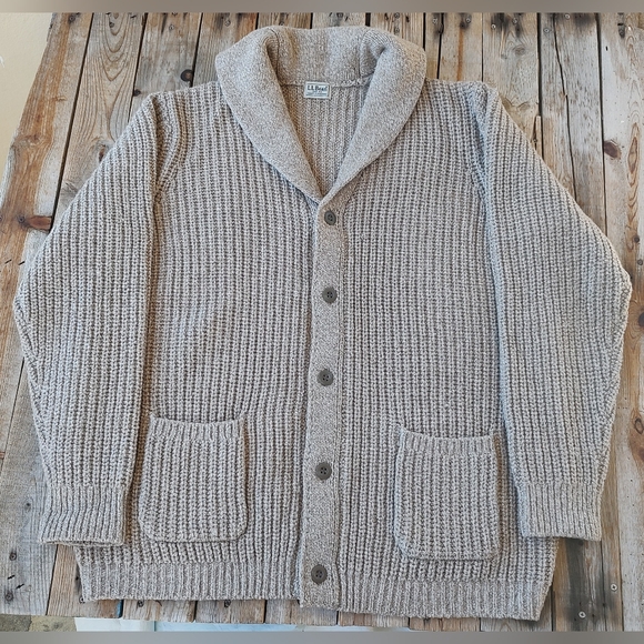 Ll Bean Mens Wool Cardigan Sweater LL Bean Cardigan Sweater Mens L